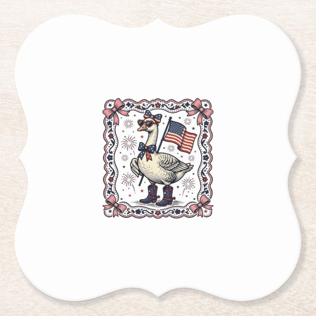 Patriotische Gans Vintage-Stich Untersetzer (Vorderseite)