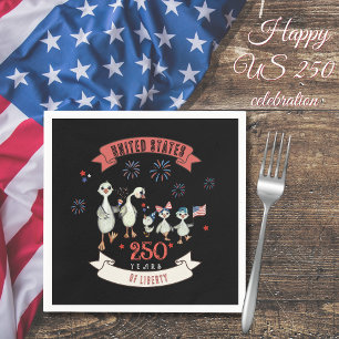 Patriotische Gänsefamilie USA 250 Jahre Freiheit Serviette