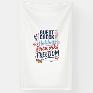 Patriotische Gästekontrolle Hotdogs Feuerwerk Frei Banner