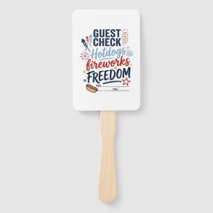 Patriotische Gästekontrolle Hotdogs Feuerwerk Frei Fächer