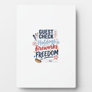 Patriotische Gästekontrolle Hotdogs Feuerwerk Frei Fotoplatte
