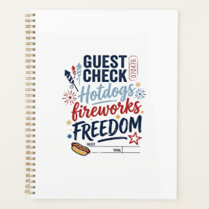 Patriotische Gästekontrolle Hotdogs Feuerwerk Frei Planer