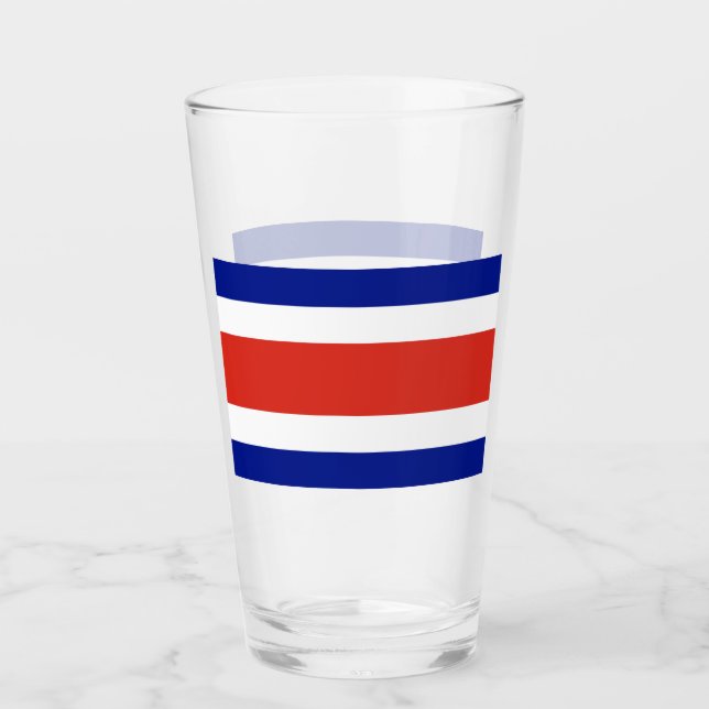Patriotische Glas-Tasse mit der Flagge Costa Ricas Glas (Vorderseite)