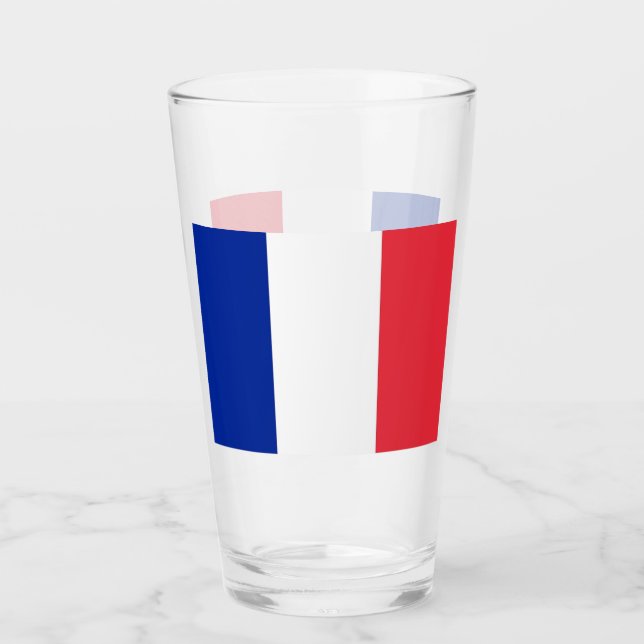 Patriotische Glas-Tasse mit der Flagge Frankreichs Glas (Vorderseite)