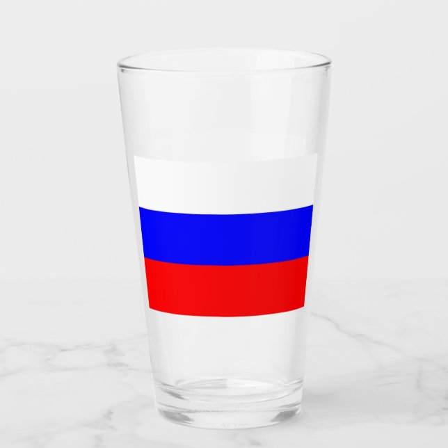 Patriotische Glas-Tasse mit der Flagge Russlands Glas (Vorderseite)