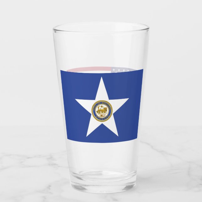 Patriotische Glas-Tasse mit der Flagge von Houston Glas (Vorderseite)