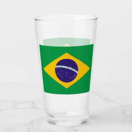Patriotische Glas-Tasse mit Flagge Brasiliens Glas