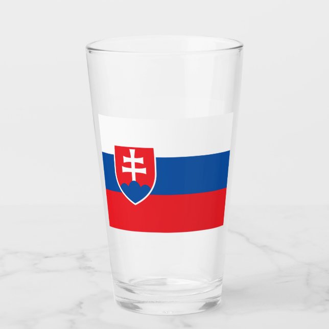 Patriotische Glas-Tasse mit Flagge der Slowakei Glas (Vorderseite)