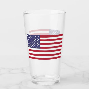 Patriotische Glas-Tasse mit Flagge der USA Glas