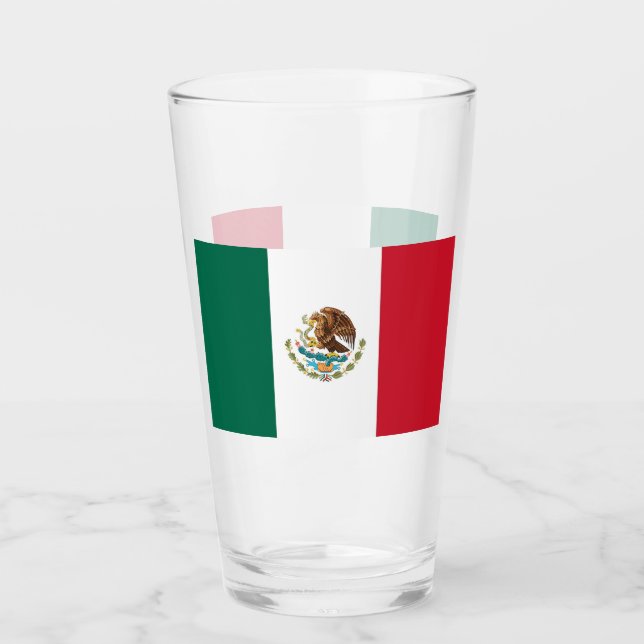 Patriotische Glas-Tasse mit Flagge Mexikos Glas (Vorderseite)