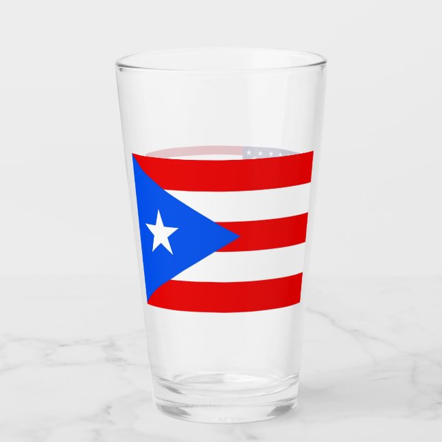Patriotische Glas-Tasse mit Flagge Puerto Rico Glas (Vorderseite)