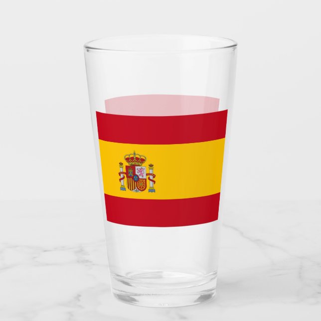Patriotische Glas-Tasse mit Flagge Spaniens Glas (Vorderseite)