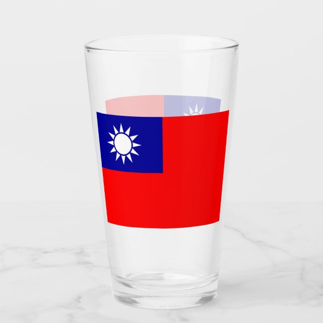 Patriotische Glas-Tasse mit Flagge Taiwans Glas (Vorderseite)