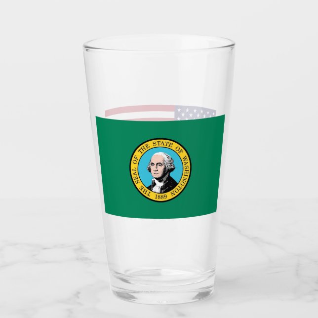 Patriotische Glas-Tasse mit Flagge von Washington Glas (Vorderseite)