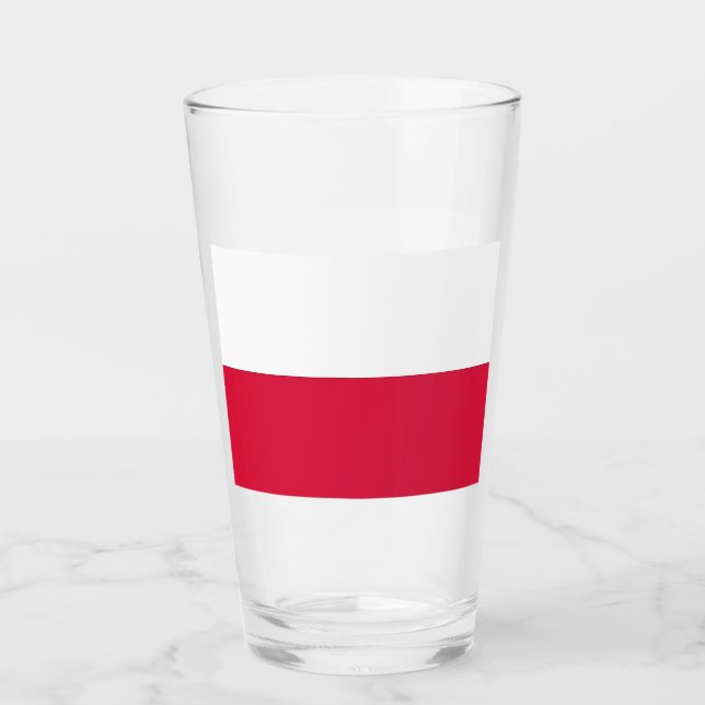Patriotische Glas-Tasse mit polnischer Flagge Glas (Vorderseite)
