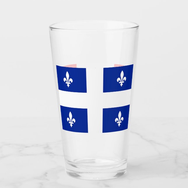 Patriotische Glasbecher mit Flagge Quebec, Kanada Glas (Vorderseite)