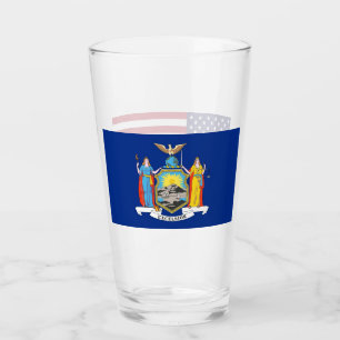 Patriotische Glasschale mit Flagge von New York Glas