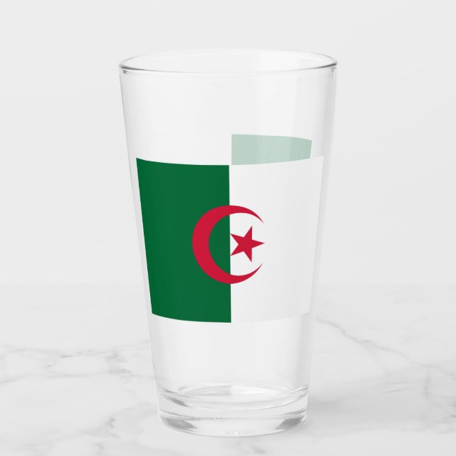 Patriotische Glastasse mit algerischer Flagge Glas (Vorderseite)