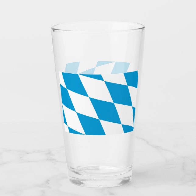 Patriotische Glastasse mit bayerischer Flagge Glas (Vorderseite)