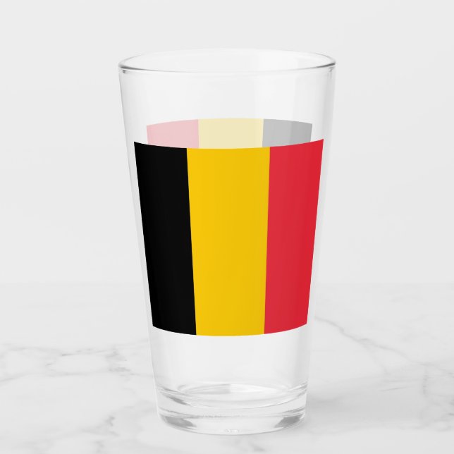 Patriotische Glastasse mit belgischer Flagge Glas (Vorderseite)