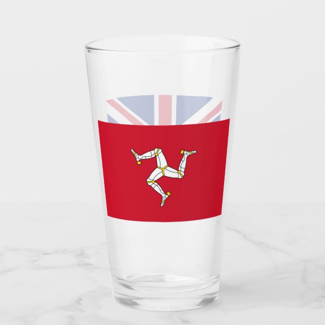 Patriotische Glastasse mit der Flagge der Insel Ma Glas (Vorderseite)