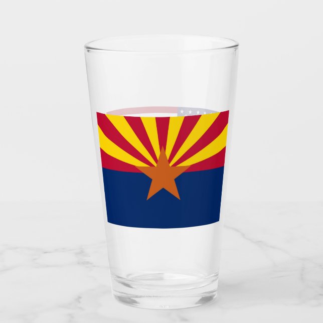 Patriotische Glastasse mit der Flagge von Arizona, Glas (Vorderseite)