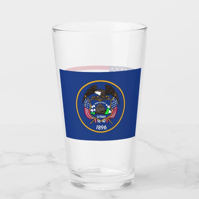 Patriotische Glastasse mit der Flagge von Utah Glas (Vorderseite)