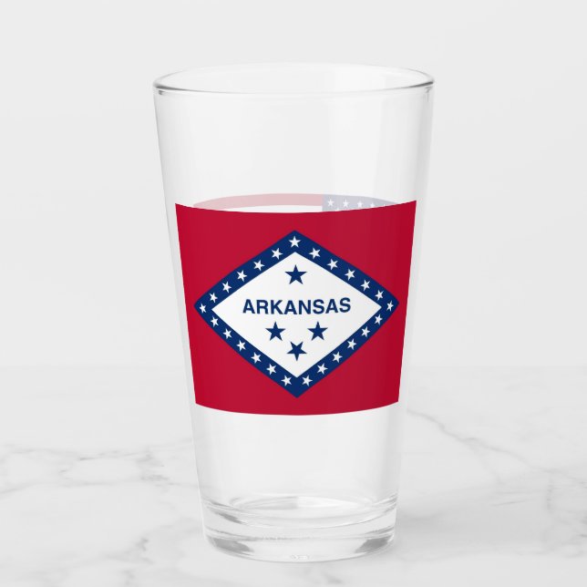 Patriotische Glastasse mit Fahne Arkansas, USA Glas (Vorderseite)