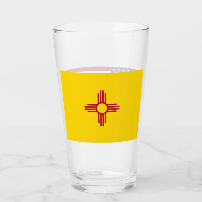 Patriotische Glastasse mit Fahne von New Mexico Glas (Vorderseite)