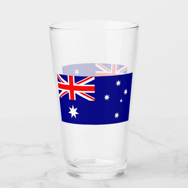 Patriotische Glastasse mit Flagge Australiens Glas (Vorderseite)