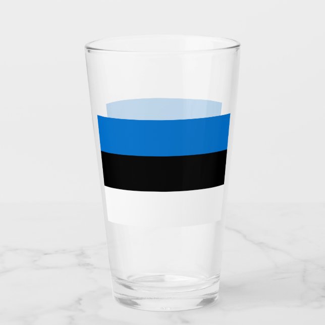 Patriotische Glastasse mit Flagge Estlands Glas (Vorderseite)