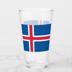 Patriotische Glastasse mit Flagge Islands Glas