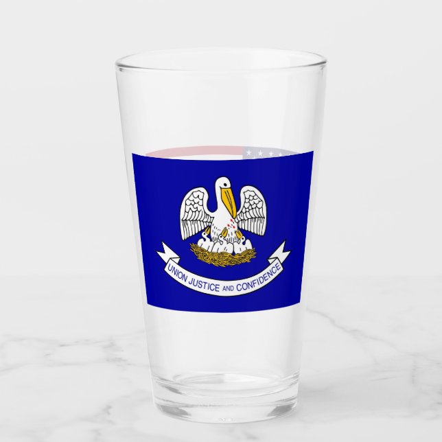 Patriotische Glastasse mit Flagge von Louisiana Glas (Vorderseite)