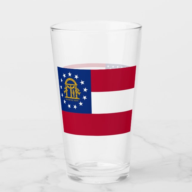 Patriotische Glastasse mit georgischer Flagge Glas (Vorderseite)