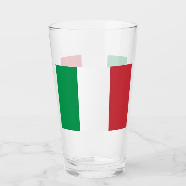 Patriotische Glastasse mit italienischer Flagge Glas (Vorderseite)