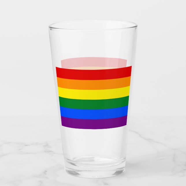 Patriotische Glastasse mit LGBT-Flagge Glas (Vorderseite)