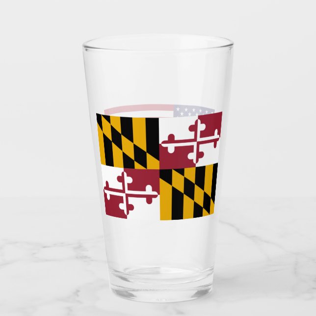 Patriotische Glastasse mit Maryland-Fahne Glas (Vorderseite)