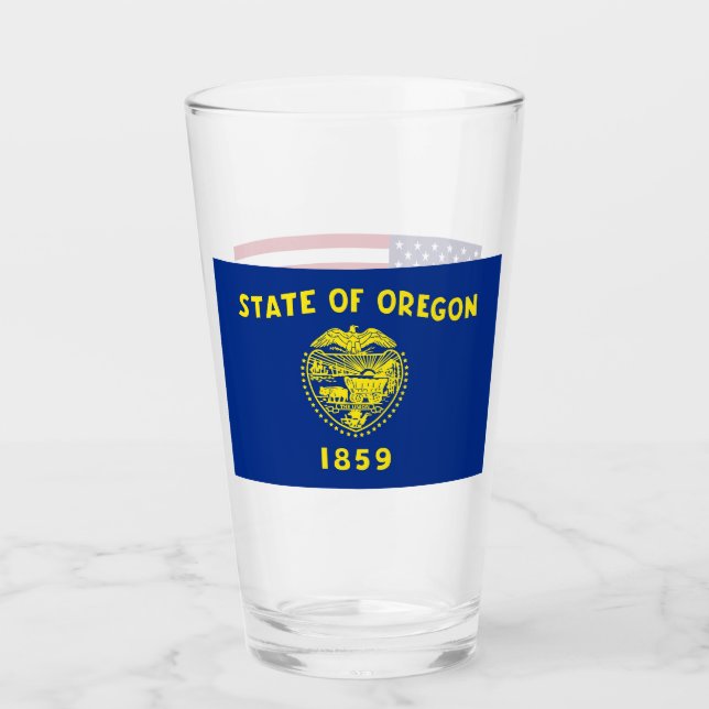 Patriotische Glastasse mit Oregon-Fahne Glas (Vorderseite)