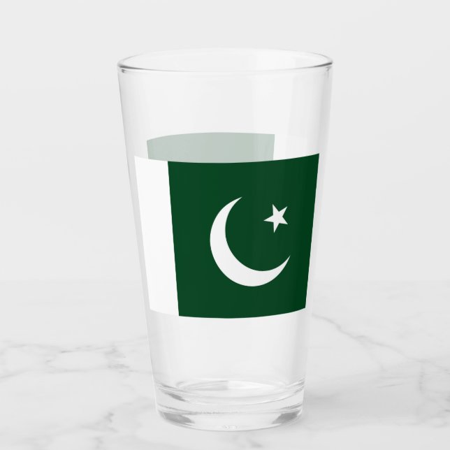 Patriotische Glastasse mit pakistanischer Flagge Glas (Vorderseite)