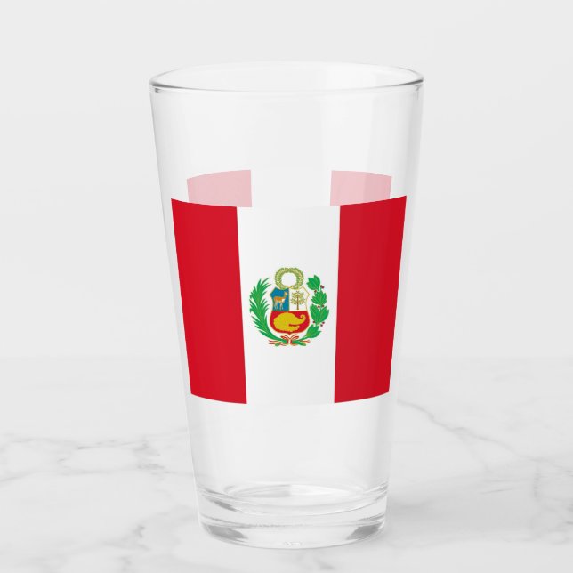 Patriotische Glastasse mit Peru-Flagge Glas (Vorderseite)