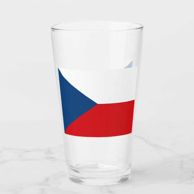 Patriotische Glastasse mit tschechischer Flagge Glas (Vorderseite)