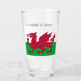 Patriotische Glastasse mit Wales-Flagge Glas