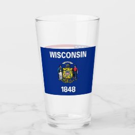 Patriotische Glastasse mit Wisconsin-Fahne Glas