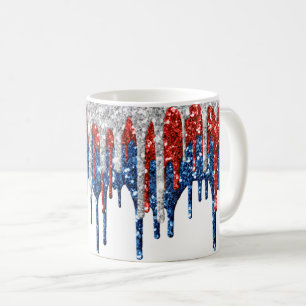 Patriotische Glitzer-Tropfen Kaffeetasse