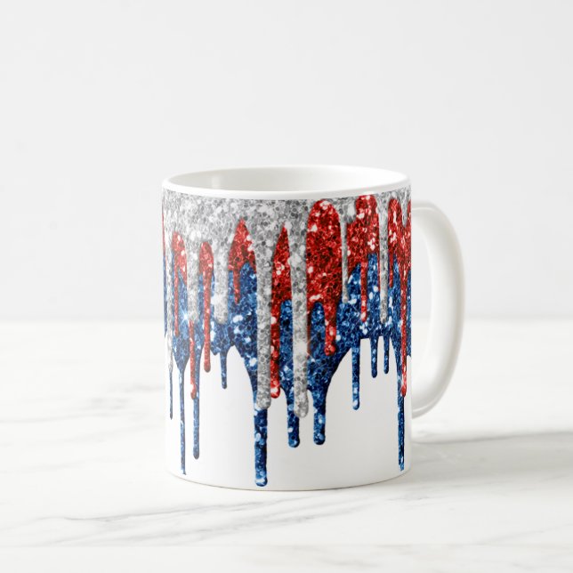 Patriotische Glitzer-Tropfen Kaffeetasse (VorderseiteRechts)