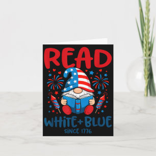 Patriotische Gnom-Feuerwerk lesen weiß-blaues Buch Karte