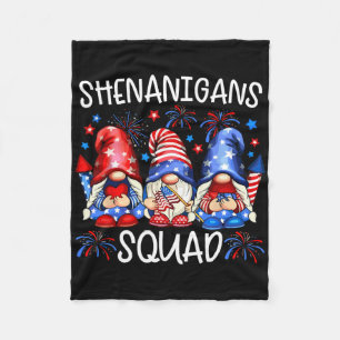 Patriotische Gnome 4. Juli Lustige Shenanigans Squ Fleecedecke
