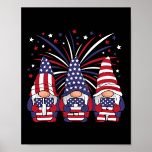 Patriotische Gnome 4. Juli USA Männer Frauen Kinde Poster