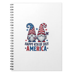 Patriotische Gnome Frohes 4. Juli Amerika Shirt_1 Notizblock