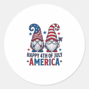 Patriotische Gnome Frohes 4. Juli Amerika Shirt_1 Runder Aufkleber